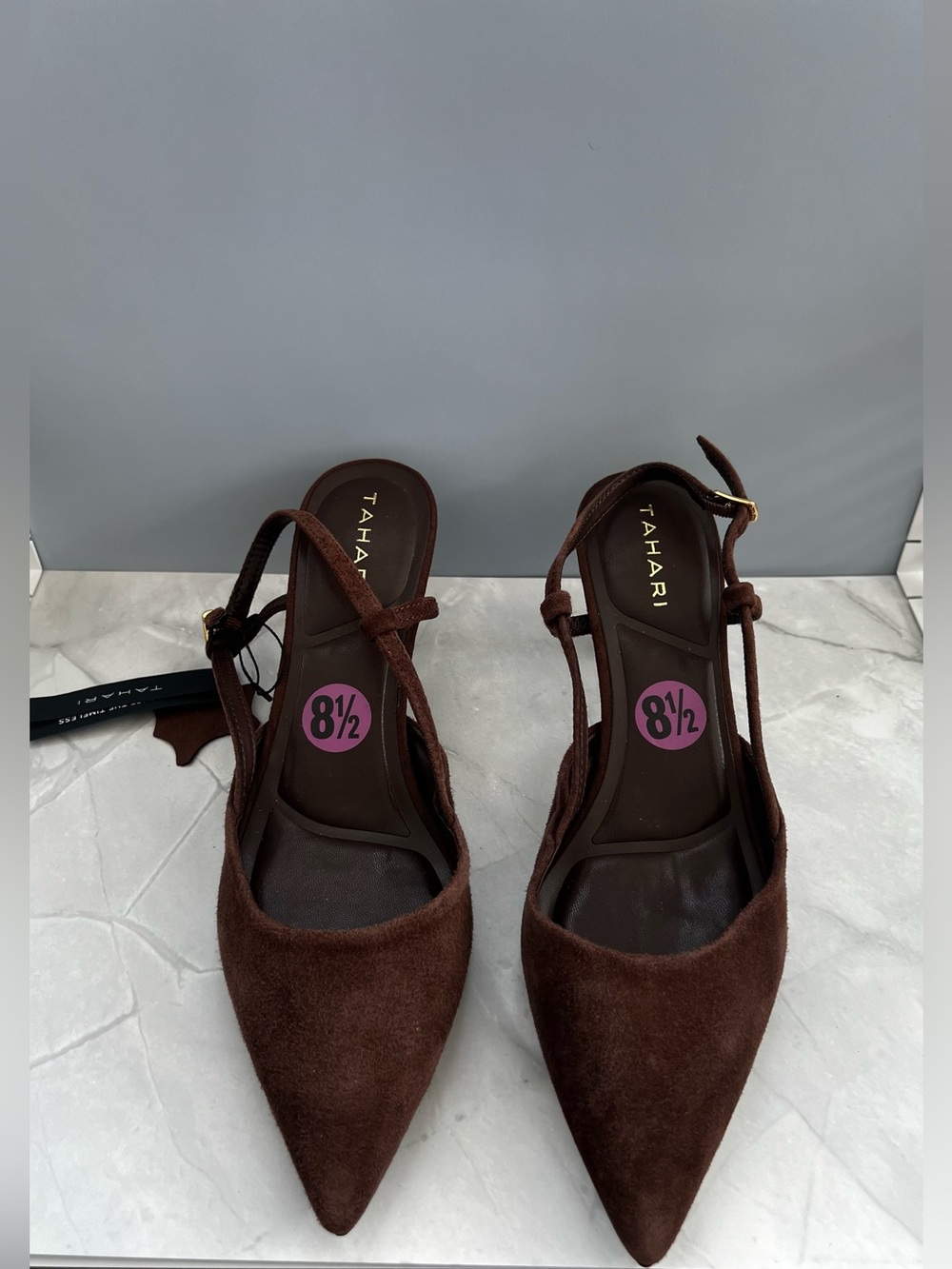 New Tahari Brown Suede Slingback Heels – Women’s Size 8.5